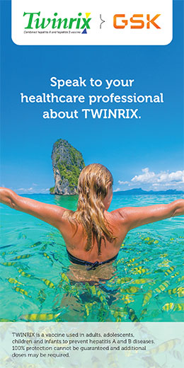 Brochure cover for Twinrix vaccine against Hepatitis A & B