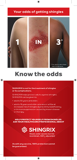 Brochure cover for Shingrix vaccine against shingles