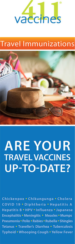 Brochure cover on travel vaccines