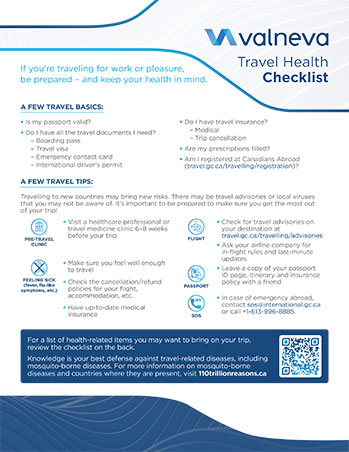 Brochure cover on travel health checklist.