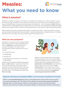 Brochure cover for Measles
