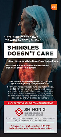 Brochure cover for Shingrix vaccine against shingles