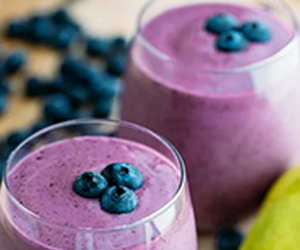 Bowl of Blueberry Pear Smoothie
